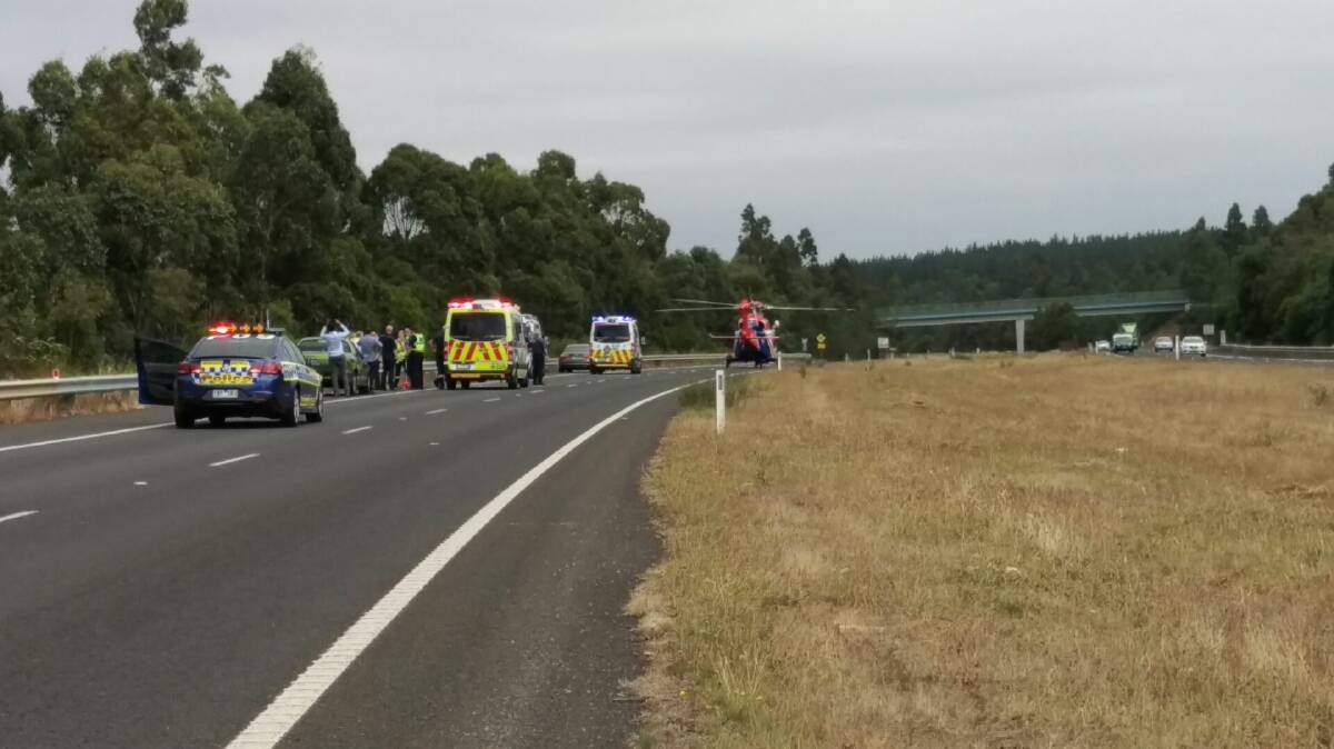 AIR LIFT: A man was airlifted to the Alfred Hospital on Thursday afternoon after being hit by a truck. Picture: Midland Express. 