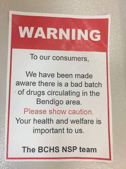 TAKE CARE: A warning leaflet attached to Bendigo Community Health Services' Needle Syringe Program packs.