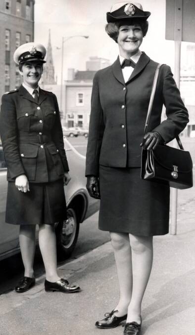 TRADITIONAL ATTIRE: A handbag and a skirt were commonplace for Victorian female police officers in the 1980s.