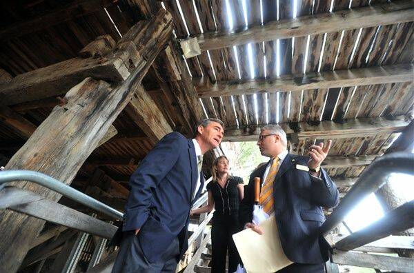 SHORED UP: Former Premier John Brumby, Jacinta Allan and Keith Baillie pictured under the boardwalk at the historic Echuca wharf in 2010.
