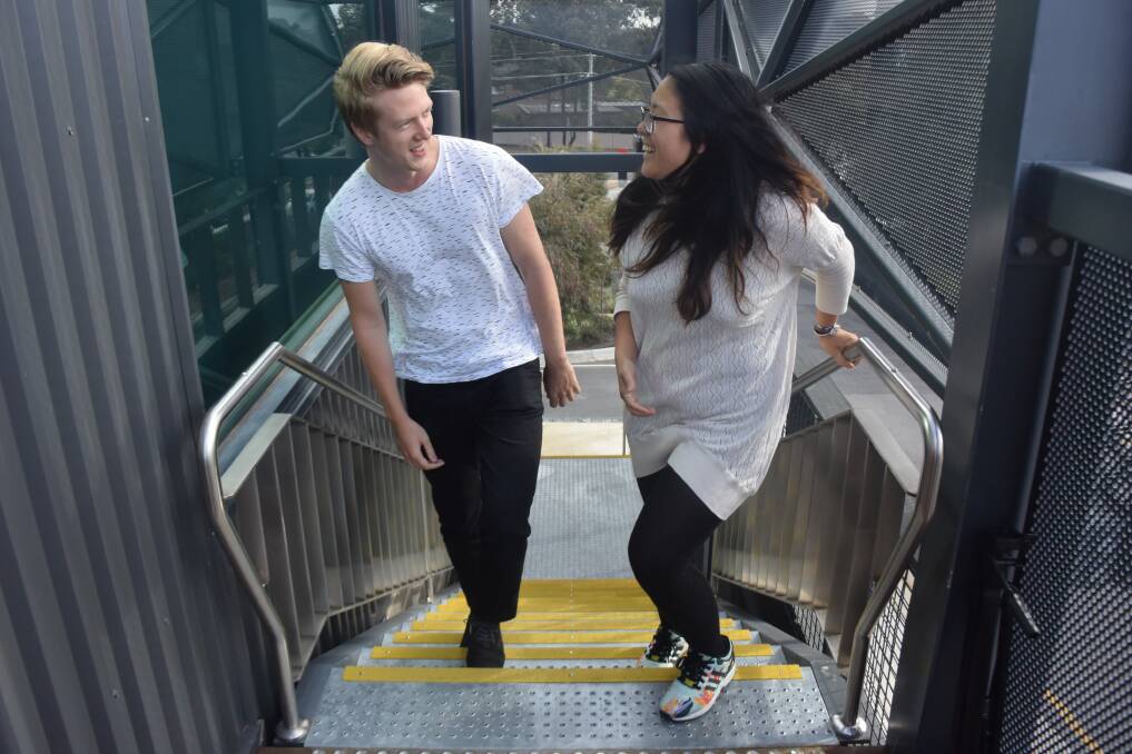 Alexander Linné and Mabel Lau get to know their new campus. Picture: MARK KEARNEY