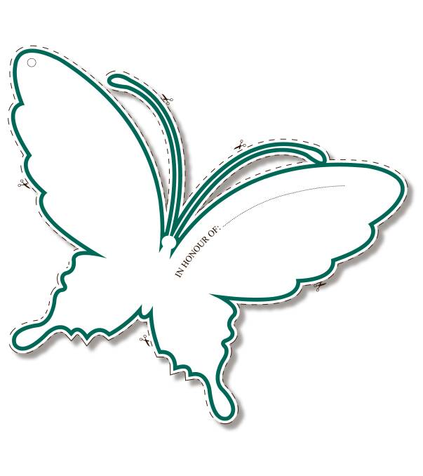 WINGSPAN: Cut out this butterfly and inscribe a message for someone who took their own life. Butterflies will be pinned to a net of remembrance. Picture: CONTRIBUTED