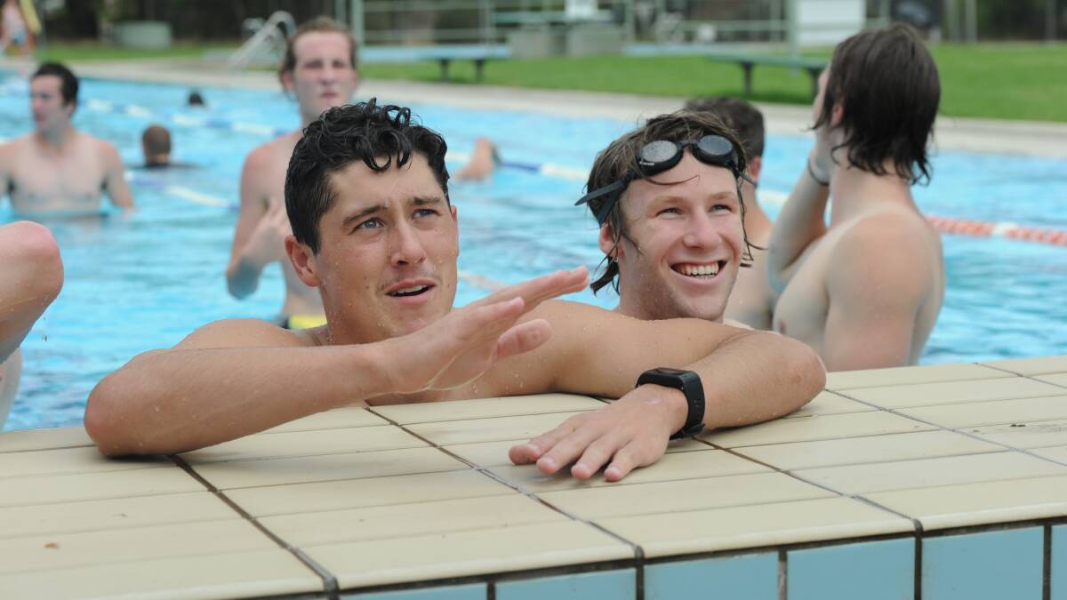 TRAINING: Pioneer players at Brennan Park pool this year. Picture: NONI HYETT