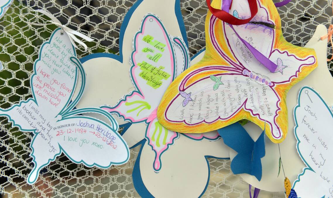 HOPE: Butterflies in honour of people who have taken their own lives are tied to a net at the SPAN walk last year. This year's event starts in the Dai Gum San Chinese precinct on Sunday morning. 