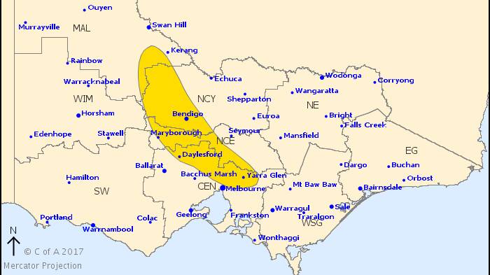Hail, rain and damaging winds: weather warning issued for Bendigo