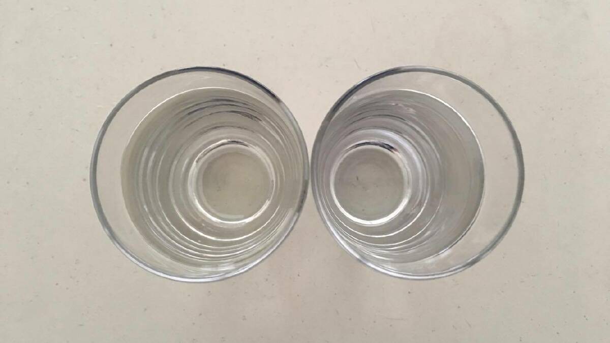 Tap water on left. Bottled water on right. Can you tell the difference? Picture: ASHLEY FRITSCH
