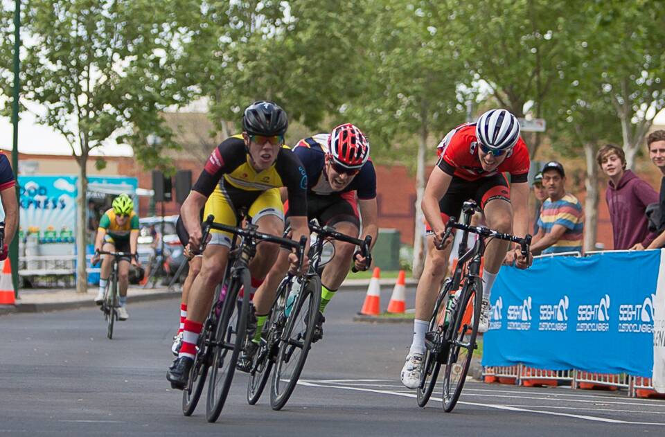 SPEEDSTER: Dylan McKenna, left, wins the under-19 state final. Picture: DION JELBART PHOTOGRAPHY