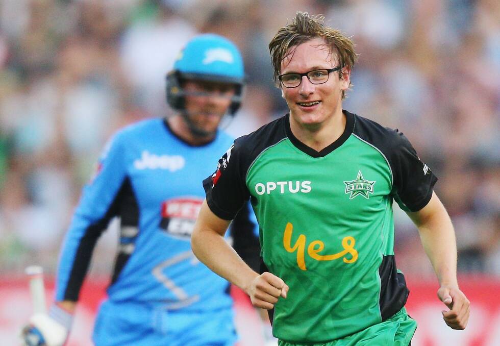 Liam Bowe after he dismissed Ben Dunk in his first BBL game. Picture: GETTY IMAGES