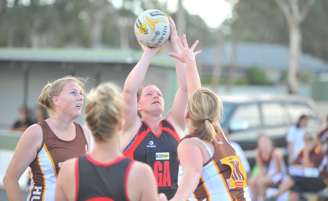 White Hills goal attack Danielle Sawyer. The Demons have four netball teams in grand finals.