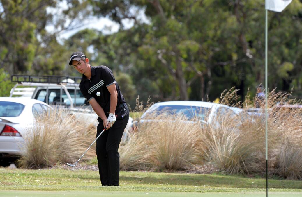 SHORT GAME: Lucas Herbert plays a chip shot to the second green at the Neangar Park Pro-Am. Pictures: GLENN DANIELS
