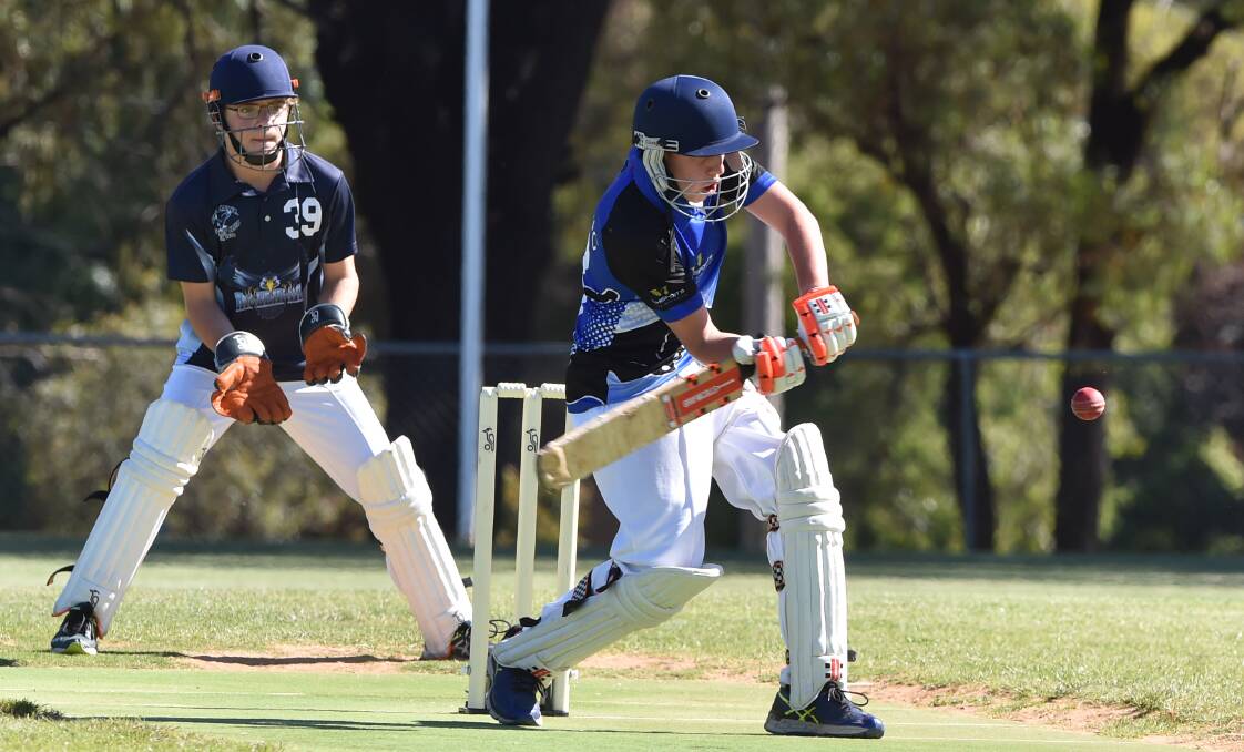 PULL SHOT: Marong's Kaleb Crothers gets aggressive on his way to a half-century against Eaglehawk. Picture: GLENN DANIELS