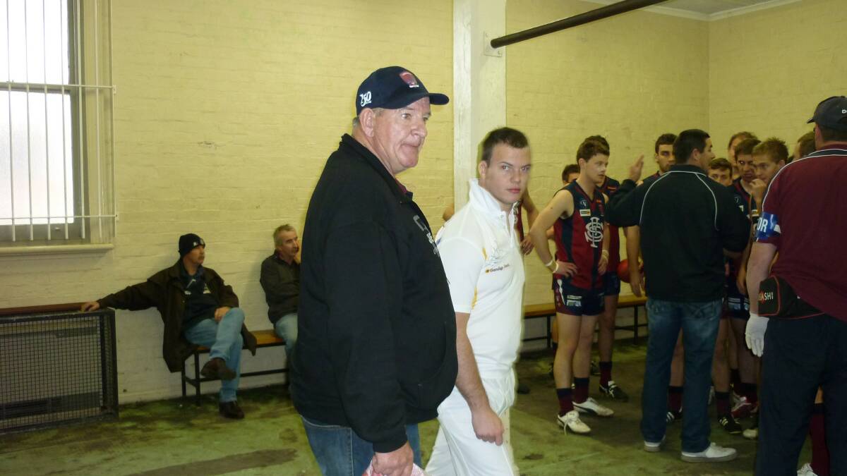 Donny Armstrong on the prowl in the Sandhurst rooms looking for jumpers and footballs. Picture: SANDHURST FNC