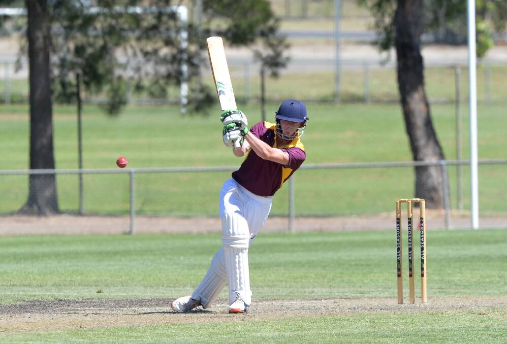 Grassmere's David West hits out against Maryborough. Picture: GLENN DANIELS