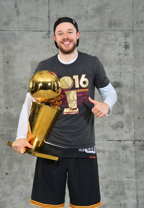 NBA CHAMPION: Matthew Dellavedova after the Cleveland Cavaliers won the NBA Finals last month. Picture: GETTY IMAGES