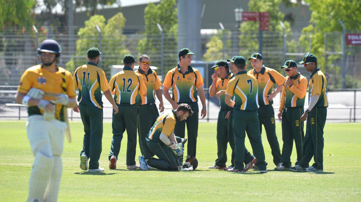 Ferntree Gully celebrates a wicket against Murray Valley.