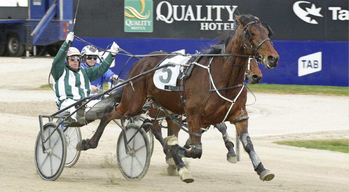 THE BEST: Menin Gate and driver Chris Alford win the three-year-old colts and geldings Breeders Crown final. Picture: STUART McCORMACK