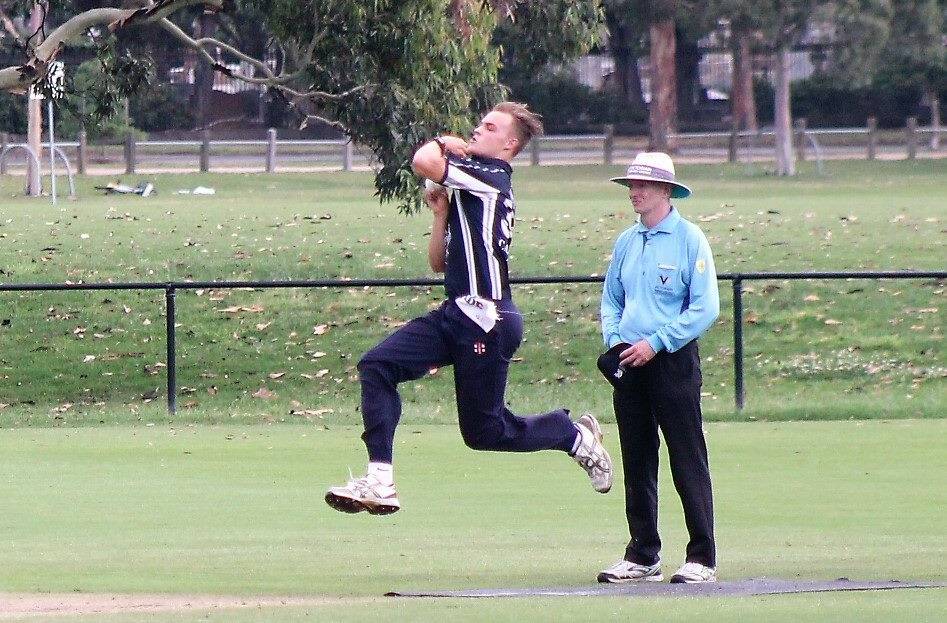 Former Strathfieldsaye bowler Xavier Crone in action for Carlton. Picture: CARLTON CRICKET CLUB
