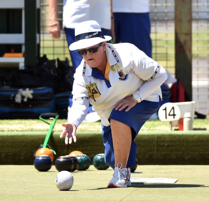 WELL BOWLED: Golden Square's Carol Slingo attempts to draw shot against South Bendigo in Monday's midweek pennant bowls action. Picture: GLENN DANIELS