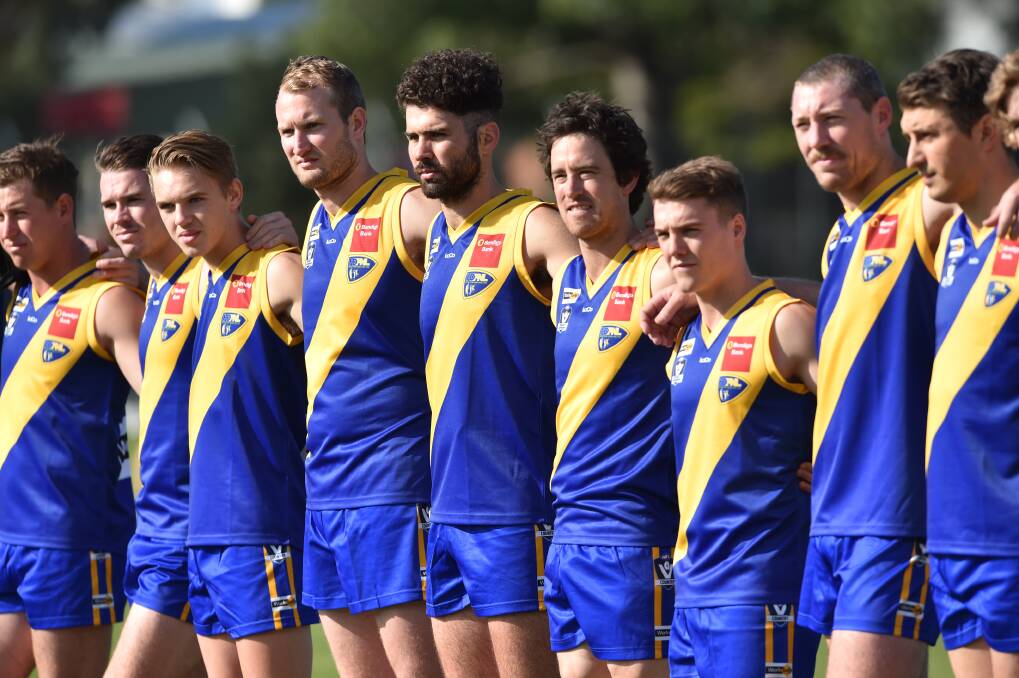 HDFNL players before their 2017 clash with Central Murray. Picture: GLENN DANIELS