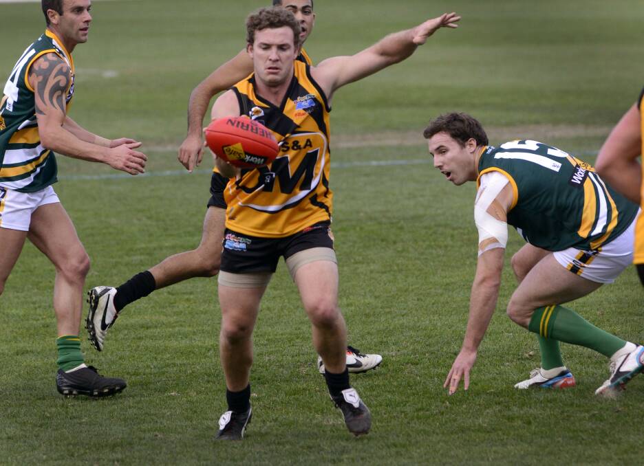 Kristan Height in action for the Ovens and Murray Football League. Picture: ROB CAREW