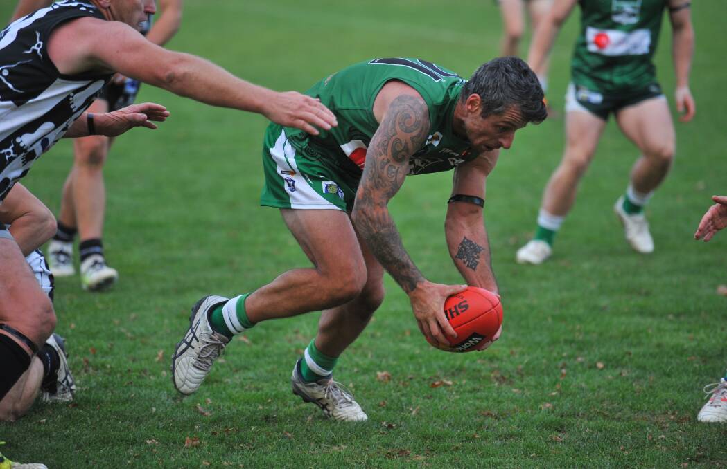 CONTESTED BALL: Shannon Broadbent collects a possession in Sunday's win over Castlemaine. Picture: ADAM BOURKE