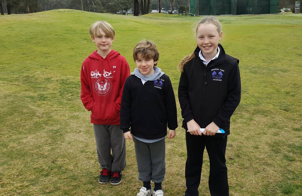 BIRDIE BLITZ: Declan McGowan, Ethan Hafkamp and Jazy Roberts after their wins at Neangar Park on Sunday. Picture: CONTRIBUTED