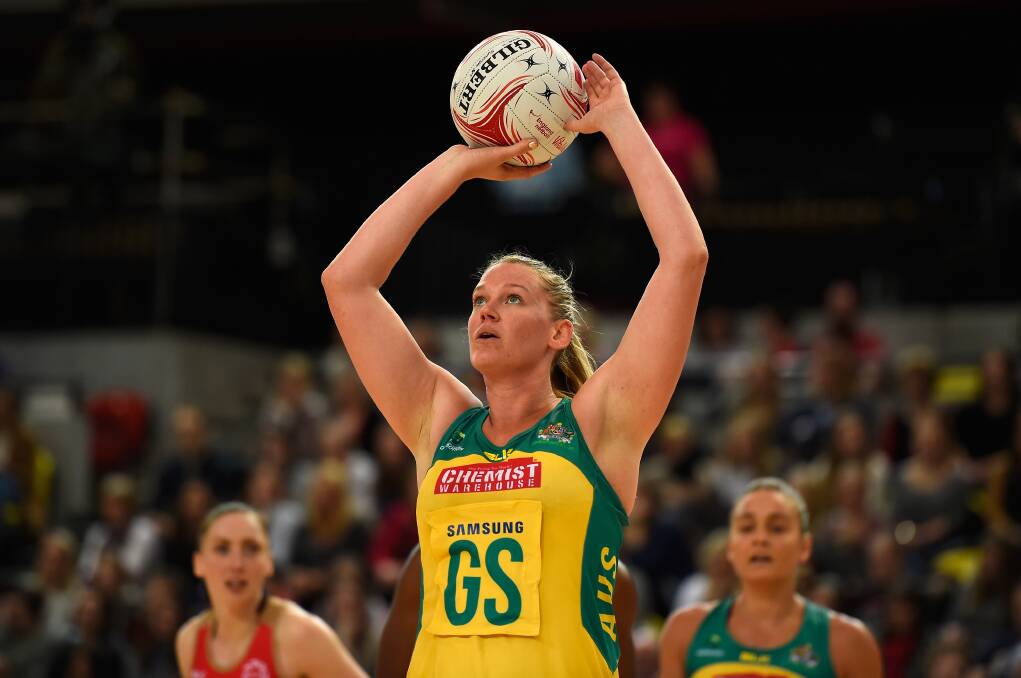 Caitlin Thwaites in action for the Australian Diamonds. Picture: GETTY IMAGES