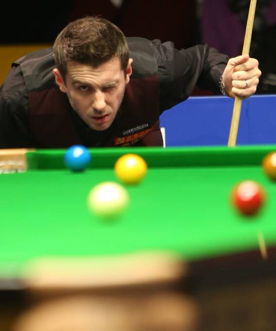 EYE ON THE PRIZE: Mark Selby lines up a shot in his shock second round loss to Jamie Jones at the Australian Snooker Goldfields Open. Picture: DARREN HOWE