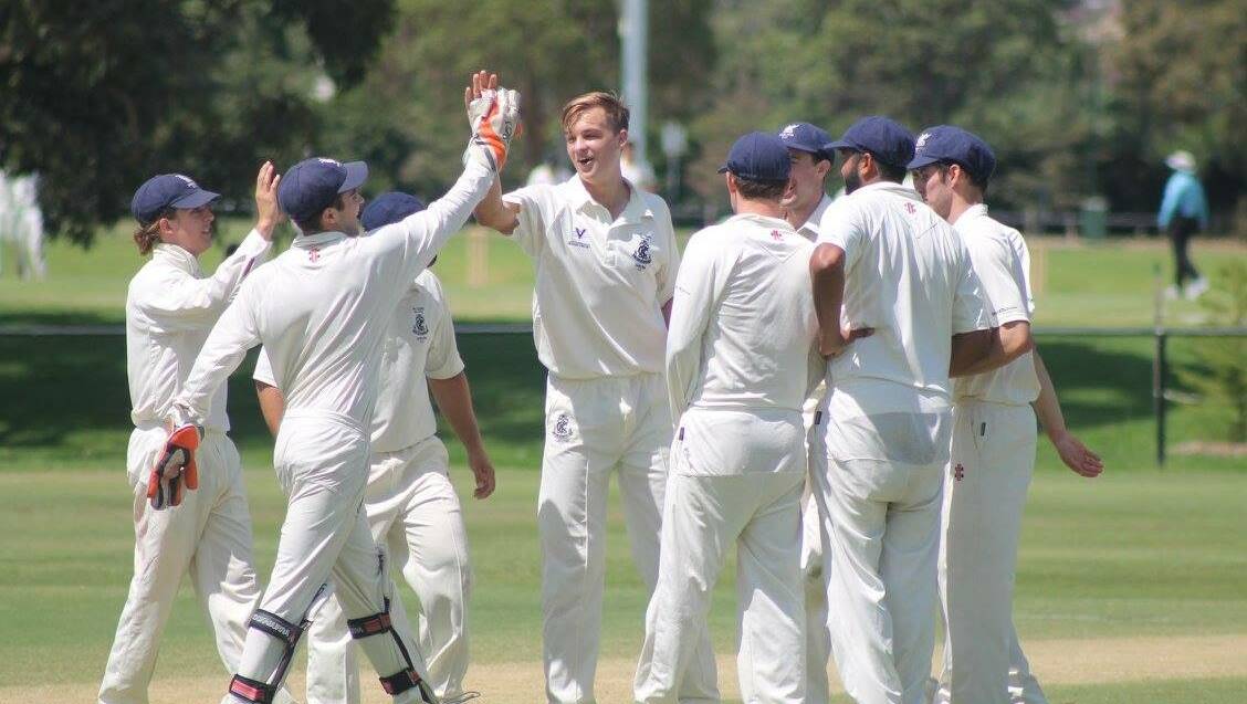 Xavier Crone celebrates one of his wickets. Picture: Carlton Cricket Club.