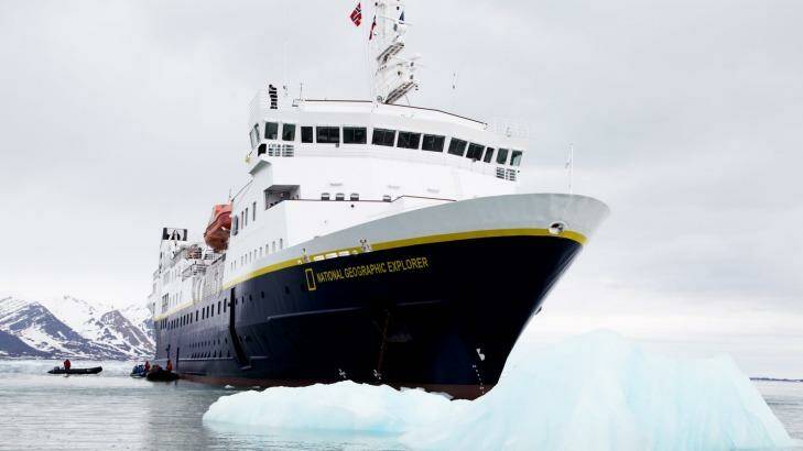 The National Geographic Explorer can accommodate 148 passengers on its Land of the Ice Bear tour.  Photo: Kerry van der Jagt