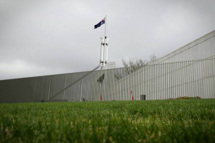 Security fence nearing completion at Parliament House in Canberra. Photo: Andrew Meares 