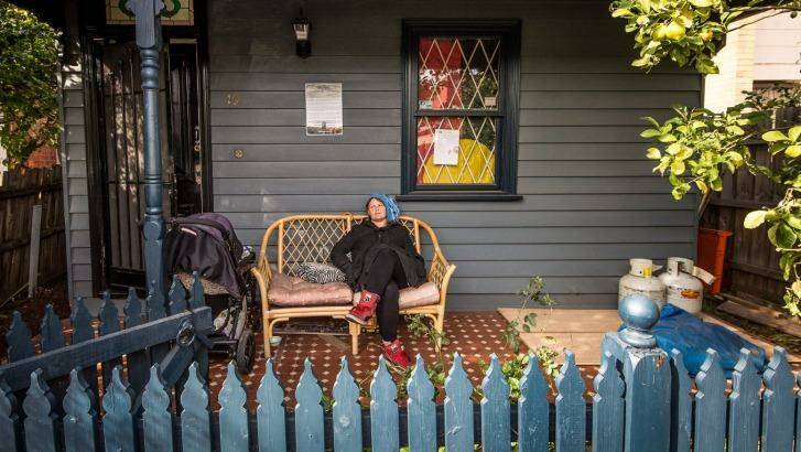 One of the squatters pictured at a Bendigo Street house in August. Photo: Justin McManus