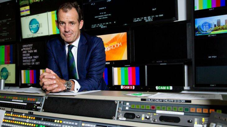 AFR. Channel Ten CEO Paul Anderson, poses for a photograph in a control room at the Channel Ten Studios in Pyrmont, Sydney on Thursday 27th April 2017. Photo to accompany a story on the channel's half year results. Photo: Ryan Stuart .