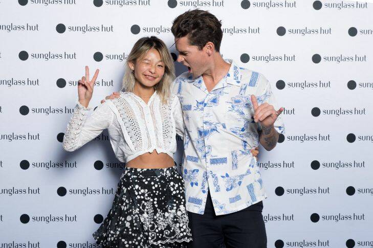 Social Seen: Yan Yan Chan and Nathan Jolliffe at the Sunglass Hut annual summer party at The Calyx in the Royal Botanic Garden on Wednesday, October 1, 2017.