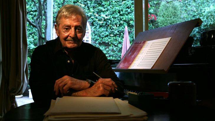 The late Australian composer Peter Sculthorpe in his Sydney home, which just sold for $1 million over reserve. Photo: Steven Siewert SWS