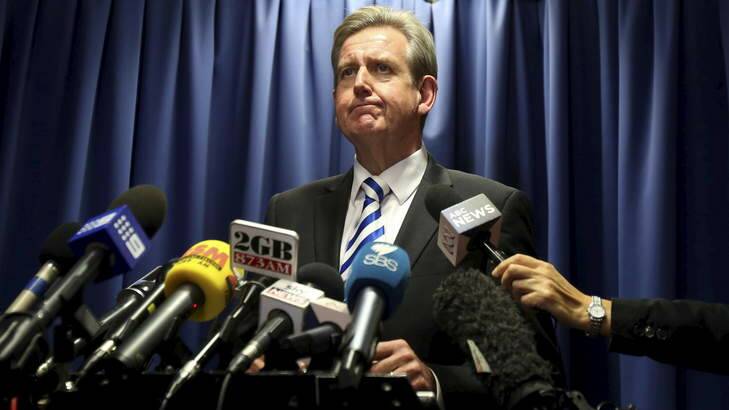 Barry O'Farrell's faltering memory is exposed at his news conference denial of a gift of Grange after his ICAC appearance on Tuesday. Photo: Sasha Woolley