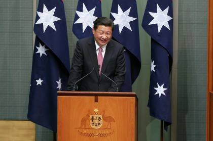 Chinese President Xi Jinping address members of the upper and lower houses. Photo: Alex Ellinghausen