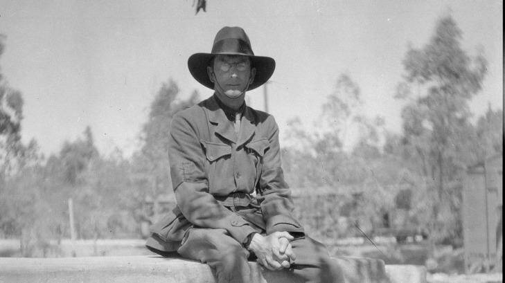 Captain C. E. W. Bean near Mena Camp in Egypt prior to departure to Gallipoli. Photo: Australian War Memorial