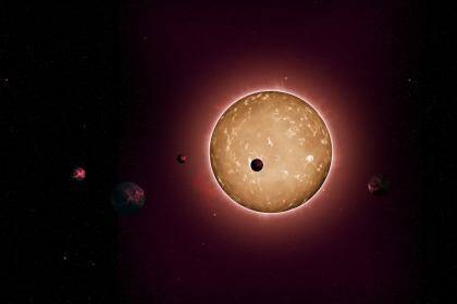 An artist's impression of a new star with five Earth-sized planets which has been discovered by astronomers. Photo: Tiago Campante/Peter Devine