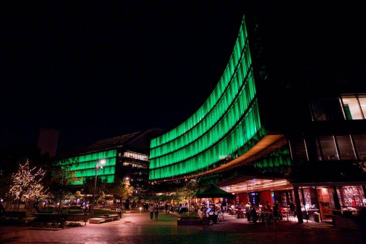 Preview of Luminous, the Worlds biggest interactive light display being tested at Darling Quarter, Sydney.
AFR NEWS PIC Lee Besford Thursday 17h May 2012.