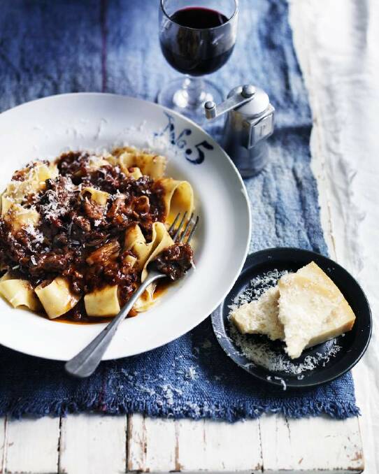 Neil Perry's oxtail ragu with pappardelle pasta <a href="http://www.goodfood.com.au/good-food/cook/recipe/oxtail-ragu-with-pappardelle-pasta-20140331-35t2w.html"><b>(RECIPE HERE).</b></a> Photo: William Meppem