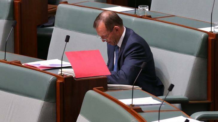 Tony Abbott at the conclusion of question time. Photo: Andrew Meares