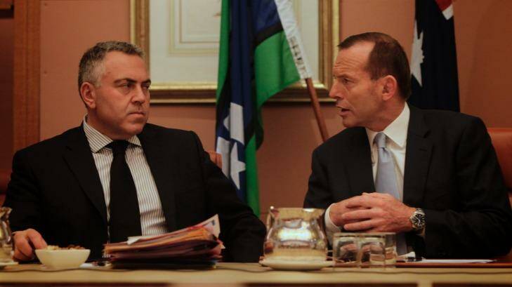 Prime Minister Tony Abbott has conceded he didn't consult with colleagues, such as Treasurer Joe Hockey, on his decision to award Prince Philip an Australian knighthood. Photo: Andrew Meares