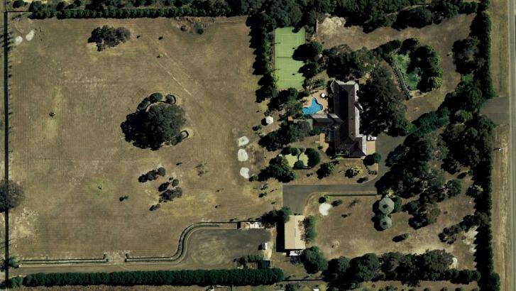 The Greenvale home that belonged to Mohammed Oueida before he was jailed. Police claimed he was living in a $2.8 million mansion with an eight-hole golf course, a swimming pool, tennis court and wine cellar.  Photo: Google Earth