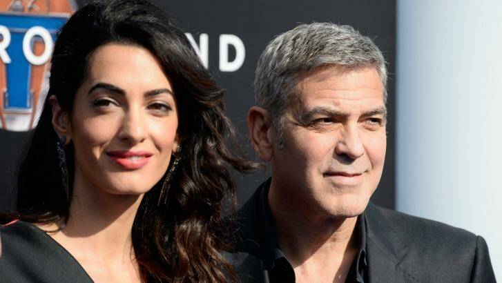 Amal and George Clooney attend the premiere of Disney's <i>Tomorrowland</i> at AMC Downtown Disney 12 Theatre in Los Angeles on May 9. Photo: Frazer Harrison