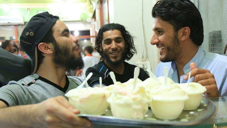 A television channel run by Islamic State  shows ice cream being sold in the IS-held Syrian town of Deir al-Zor.  Photo: Supplied