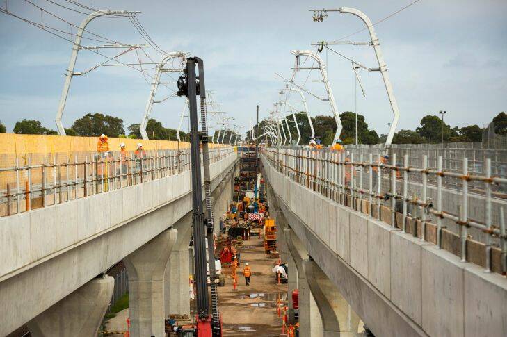24/1/18 *Possible Pool Images** View  of the new Skyrail overpass in Noble Park that is currently under construction. Photograph by Chris Hopkins