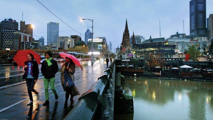 Grim and gloomy: Melbourne only reached 17.3 degrees on Sunday. Photo: Paul Rovere
