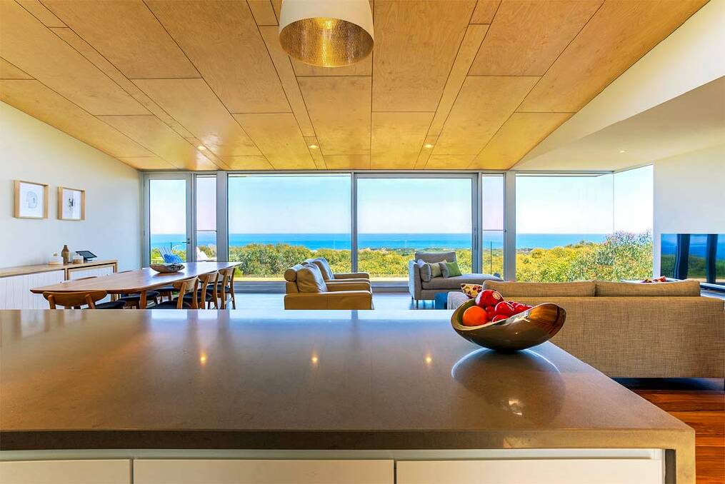 Opened out: Ocean views from the living room of the Anglesea house. Photo: Fiona Peters.