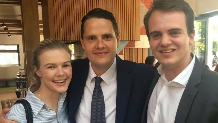 Liberal preselection candidate for the seat of Narracan Stephanie Ross, pictured with Brighton preselection winner James Newbury and Ms Ross' partner Marcus Bastiaan.  Photo: Twitter
